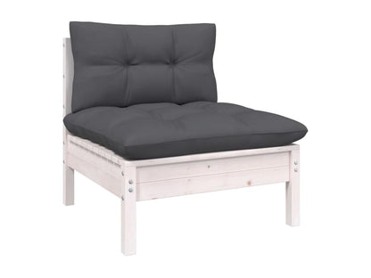 7-piece garden furniture set with cushions, white, solid pine wood