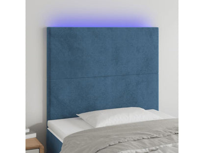 Dark Blue LED Headboard 80x5x118/128 cm Velvet
