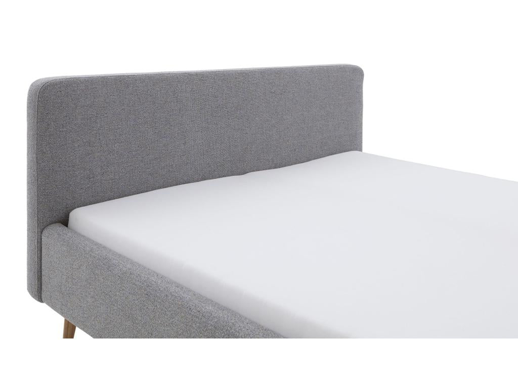 Upholstered adult bed 180x200cm with grey fabric headboard -L- 200 xW- 218 xH- 105cm