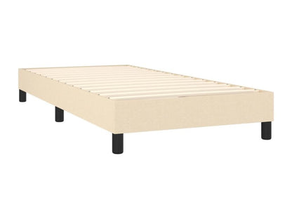 Upholstered bed base with mattress and LED light, Cream, 90x200 cm, Fabric