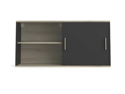 Kitchen wall cabinet with 1 sliding door, Black/Wood - Meubiana - W 120 x D 39 x H 60 cm