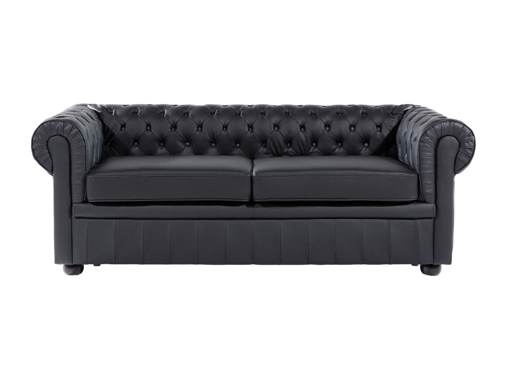 Meubiana Black Leather 4-Seater Living Room Set