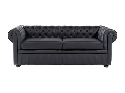 Meubiana Black Leather 4-Seater Living Room Set