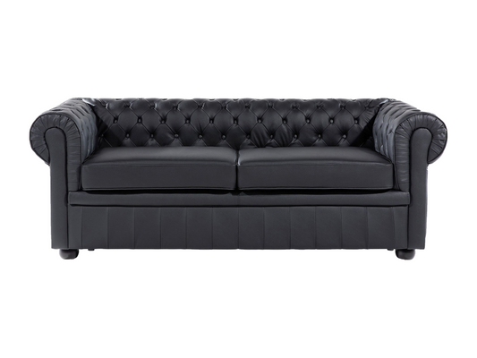 Meubiana Black Leather 4-Seater Living Room Set