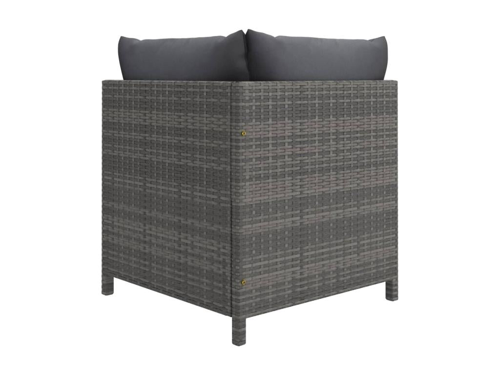 7-piece garden furniture set with cushions, grey woven resin