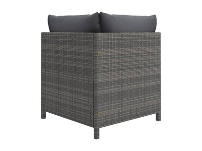 7-piece garden furniture set with cushions, grey woven resin