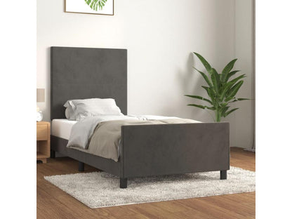 Dark grey velvet bed frame (80x200 cm) without mattress