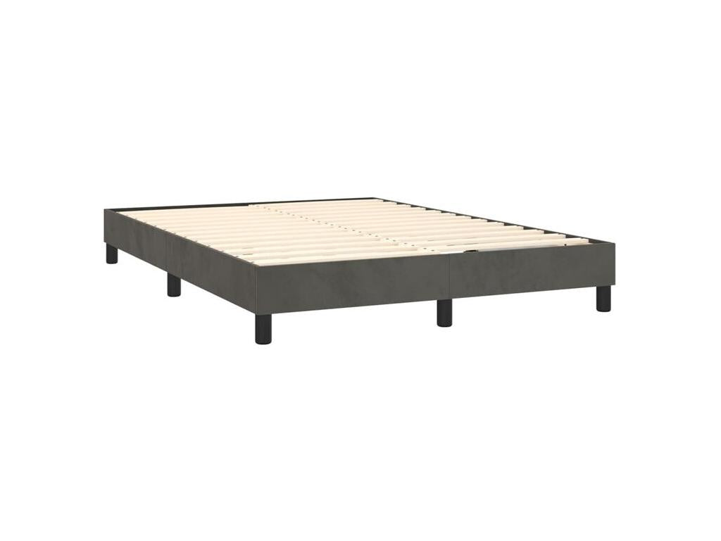 Meubiana bed base and mattress, dark grey, 140x190 cm, velvet
