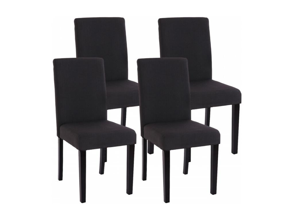 Set of 4 Homzora dining chairs in black and grey fabric with dark legs