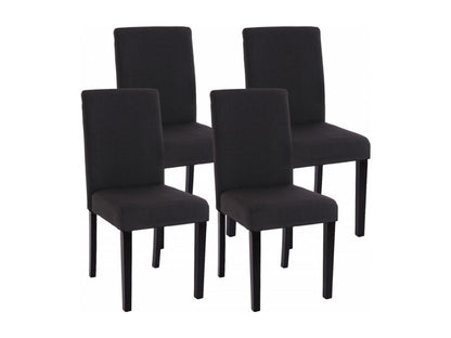 Set of 4 Homzora dining chairs in black and grey fabric with dark legs