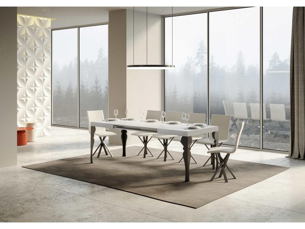 Paxon extendable table 80x160/244 cm, White Ash wood, Anthracite frame