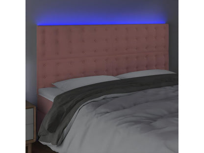 Pink LED Headboard 160x5x118/128 cm Velvet