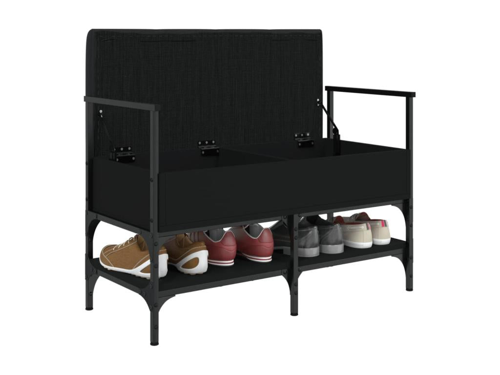 Black shoe bench 85.5x42x57.5 cm engineered wood