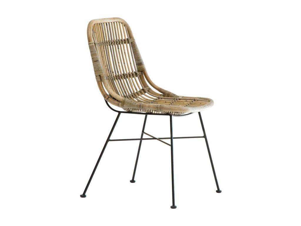 Rattan rattan and metal chair, set of 2