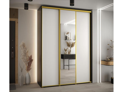 Homzora 3-Door Sliding Wardrobe 235.2/180/45 3 Doors Black/White/Gold
