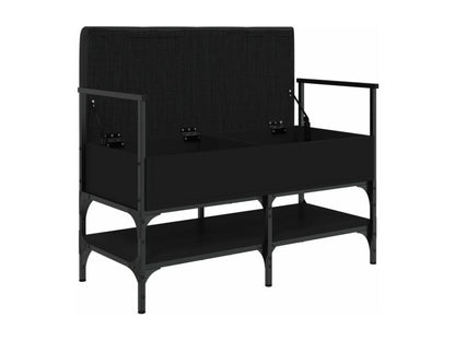 Black shoe bench 85.5x42x57.5 cm engineered wood