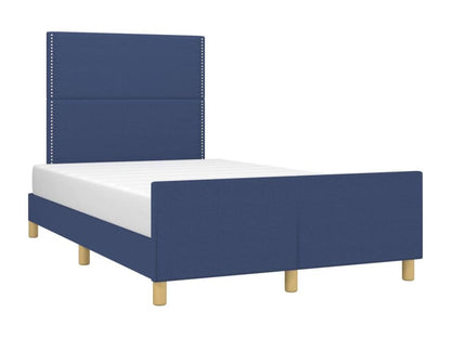 Bed frame with blue headboard, 120x190 cm, fabric
