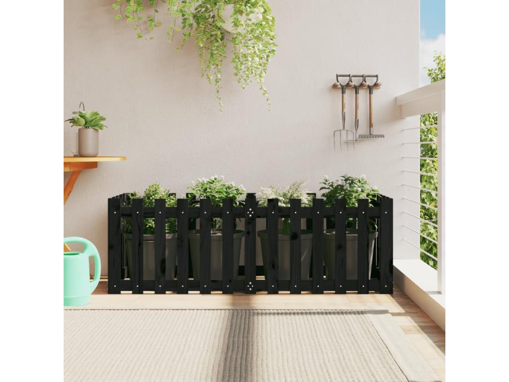 Raised garden bed with fence design, 150x50x50 cm, solid pine