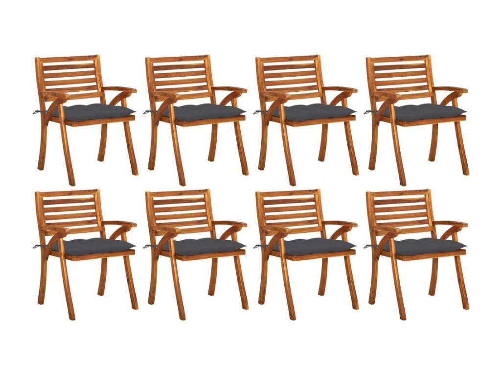 Garden chairs with cushions, 8 pieces, solid Homzora wood
