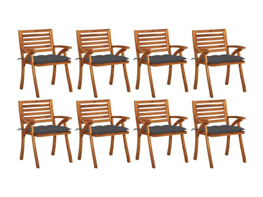 Garden chairs with cushions, 8 pieces, solid Homzora wood