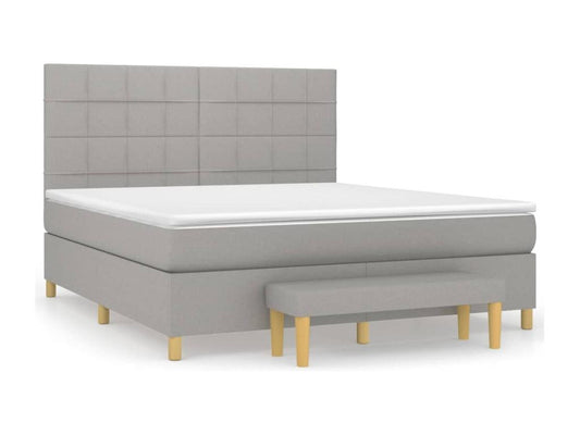 Doucezen bed base with light grey mattress 180x200cm fabric