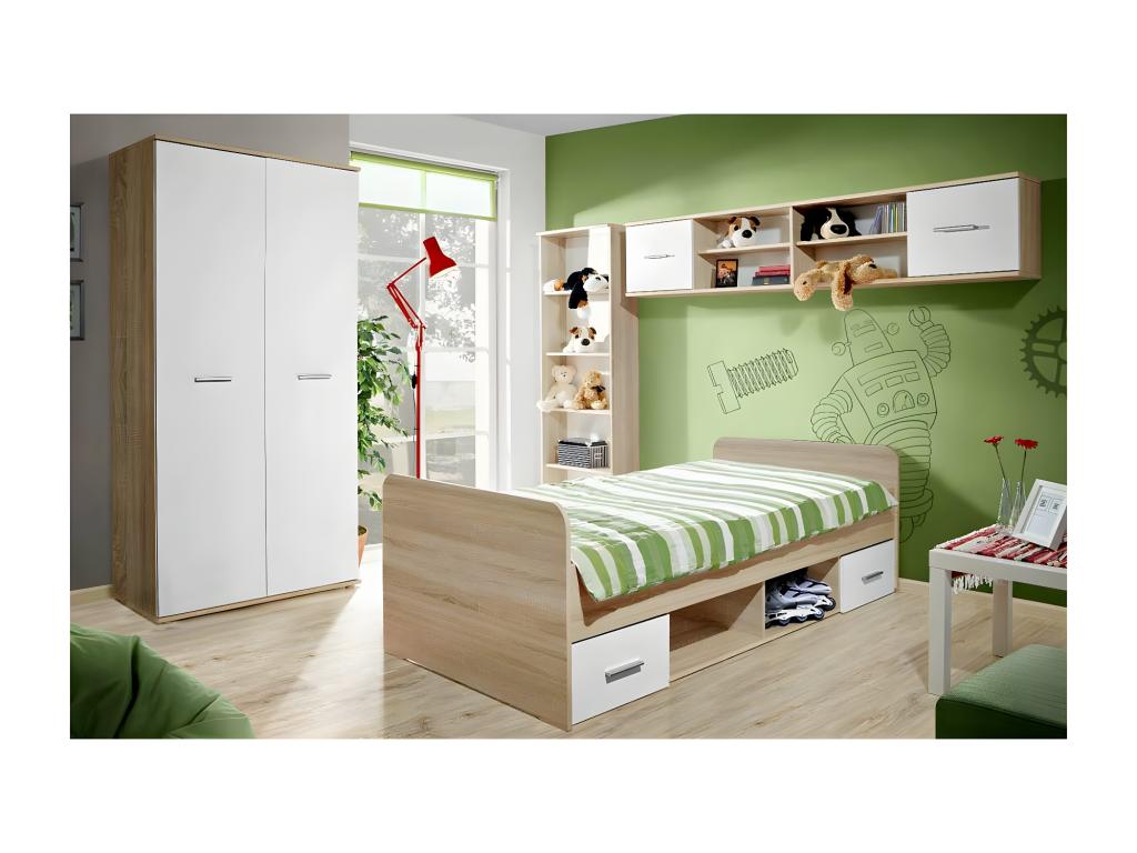 Homzora 3-Door Wardrobe 191cm Oak / White