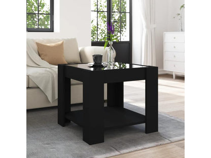 Coffee table with LED, black, 53x53x45 cm, engineered wood