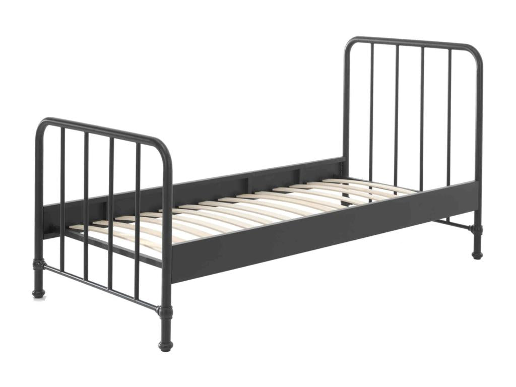 Children's bed with metal bars, 90x200 cm, black - LT2059