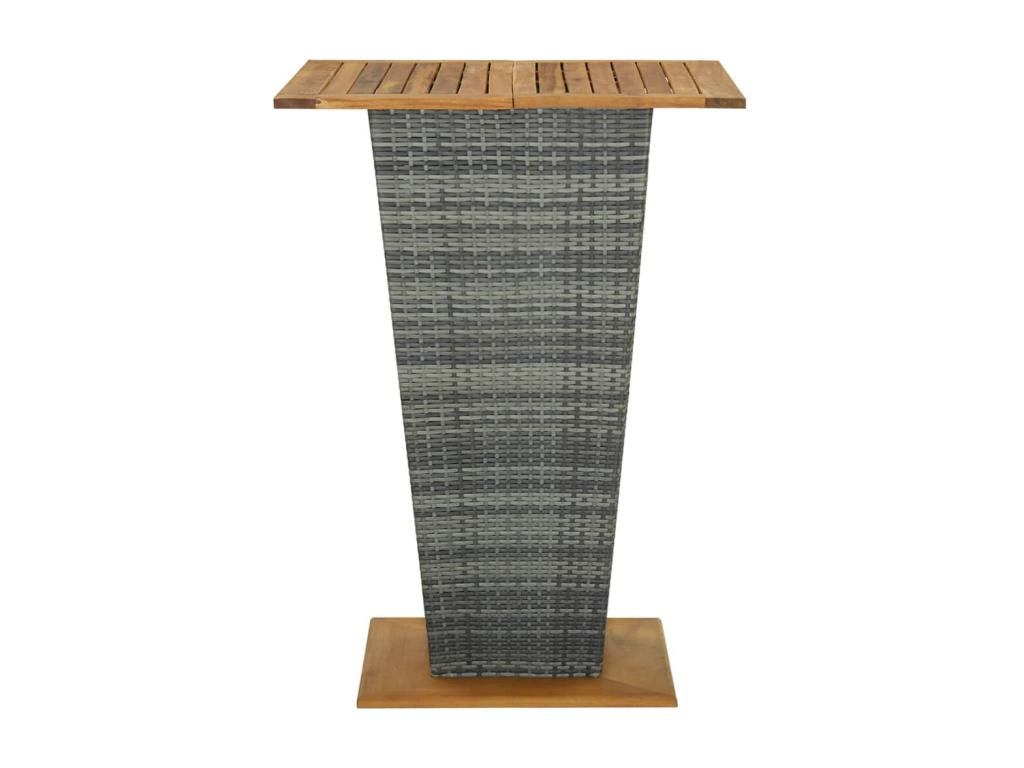 5-piece garden bar set and cushions, grey woven resin