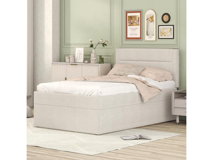 Storage bed with beige storage space 200x90 cm - Meubiana