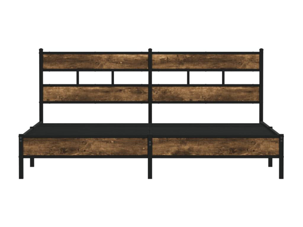 Metal bed frame without mattress, smoked oak, 180x200 cm