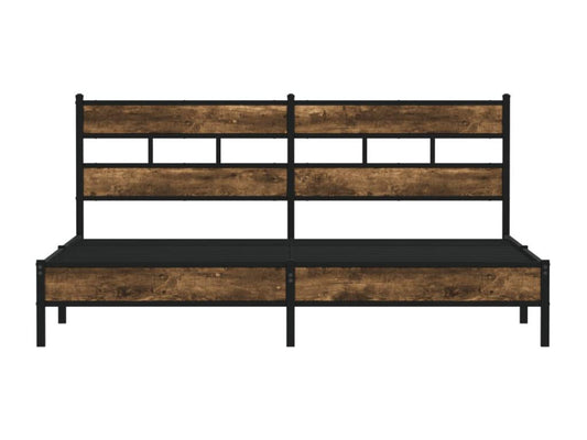 Metal bed frame without mattress, smoked oak, 180x200 cm