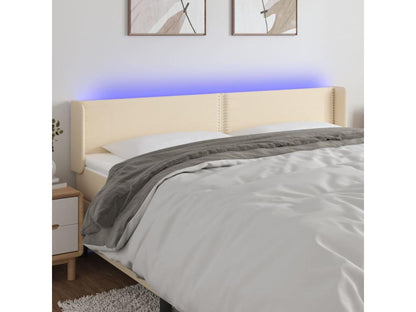 Cream LED Headboard 203x16x78/88 cm Fabric