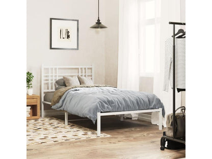 Metal bed frame with white headboard, 100x200 cm