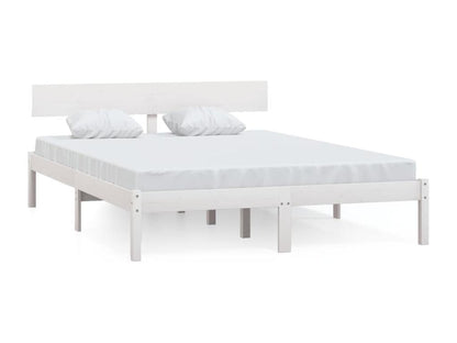 White bed frame, solid pine wood, 140x200 cm