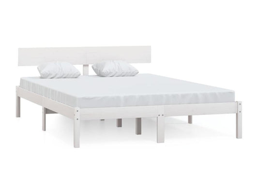 White bed frame, solid pine wood, 140x200 cm