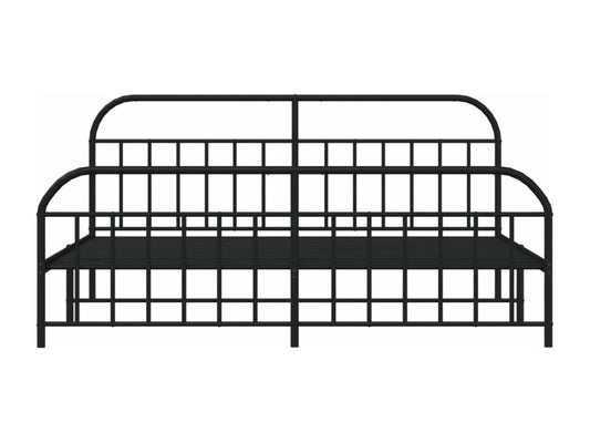 Metal bed frame with headboard and footboard, black, 193x203