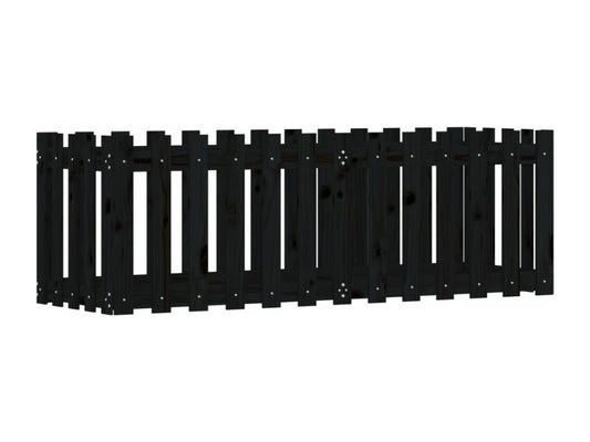 Raised garden bed with fence design, 150x50x50 cm, solid pine