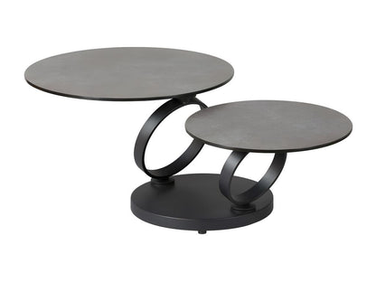Articulated coffee table, metal/glass, dark grey ceramic - VERRO
