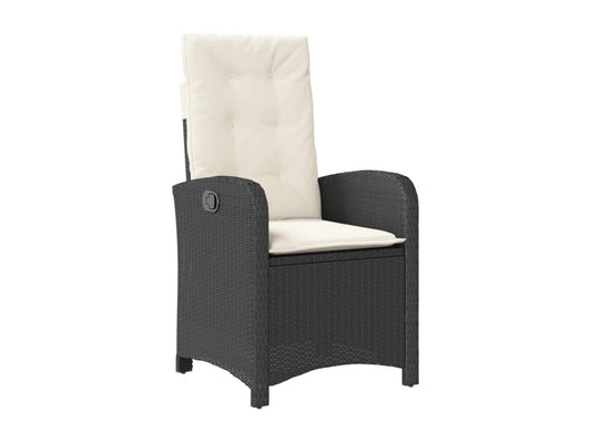 9-piece garden dining set with cushions, black resin wicker