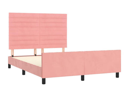 Bed with headboard, pink, 140x200 cm, velvet, 2