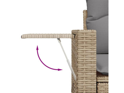 8-piece garden furniture set with cushions, beige woven resin