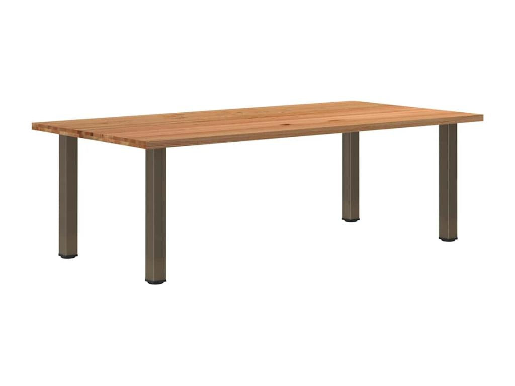 Rectangular light brown solid oak wood dining table