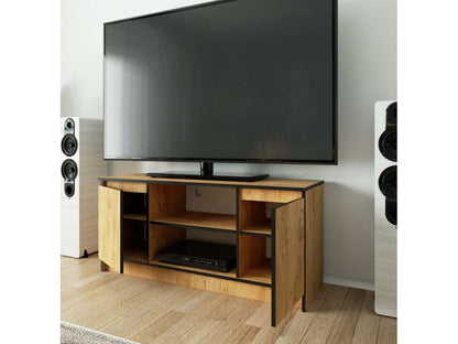 Casa TV stand with 2 shelves, 120x40x55 cm, wood with black trim