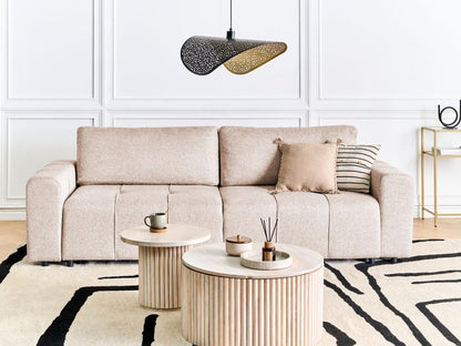 Homzora 3-Seater Sofa Bed in Light Brown Fabric