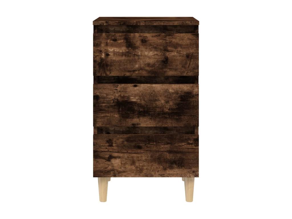 Bedside table with solid wood legs, smoked oak, 40x35x69cm