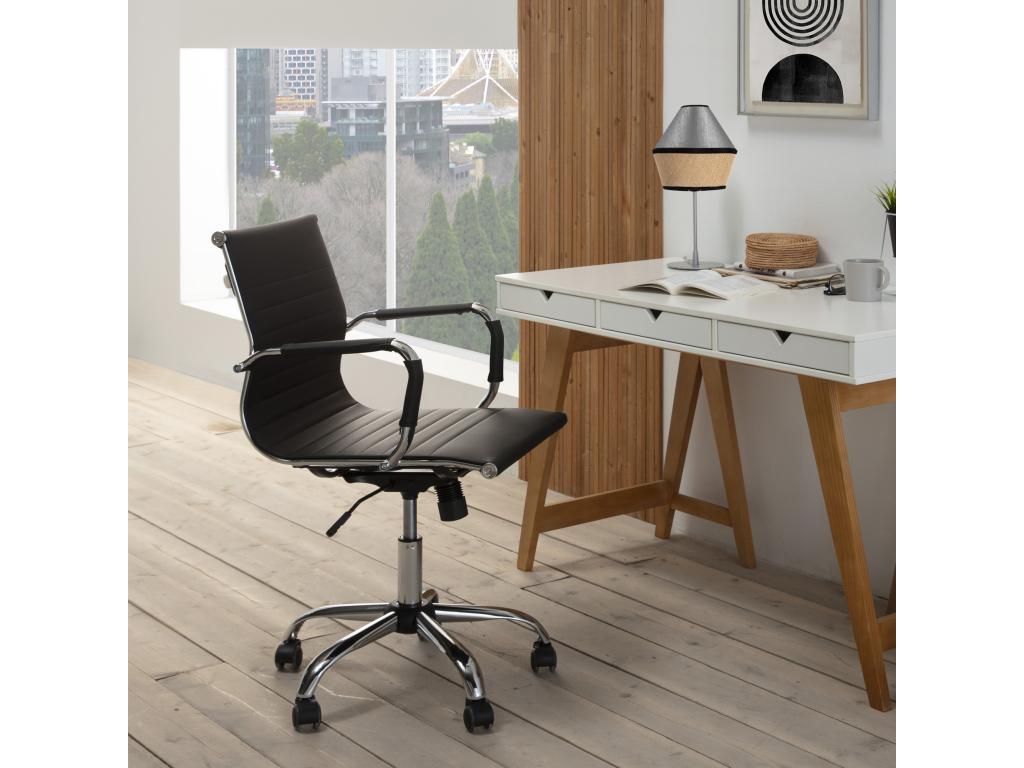 Homzora Reclining Office Chair, Black Synthetic Leather