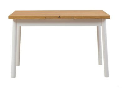 Kontante set: 1 extendable table and 4 white wooden chairs