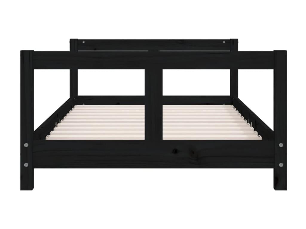 Black children's bed frame 80x160 cm solid pine wood