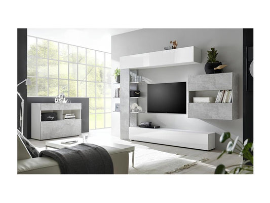Meubiana TV unit set, concrete finish, 295 cm